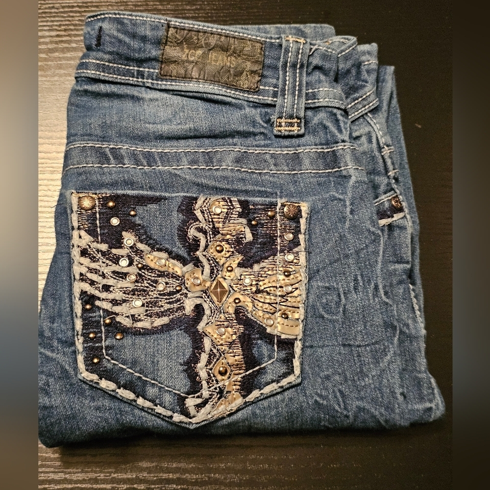 ZCO Embroidered Jeans with Embellished Pockets Thick Stitch Size 3